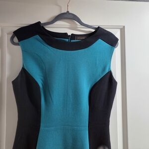​The Limited Hourglass Contouring Colorblock Dress - Teal/Black - Size 2